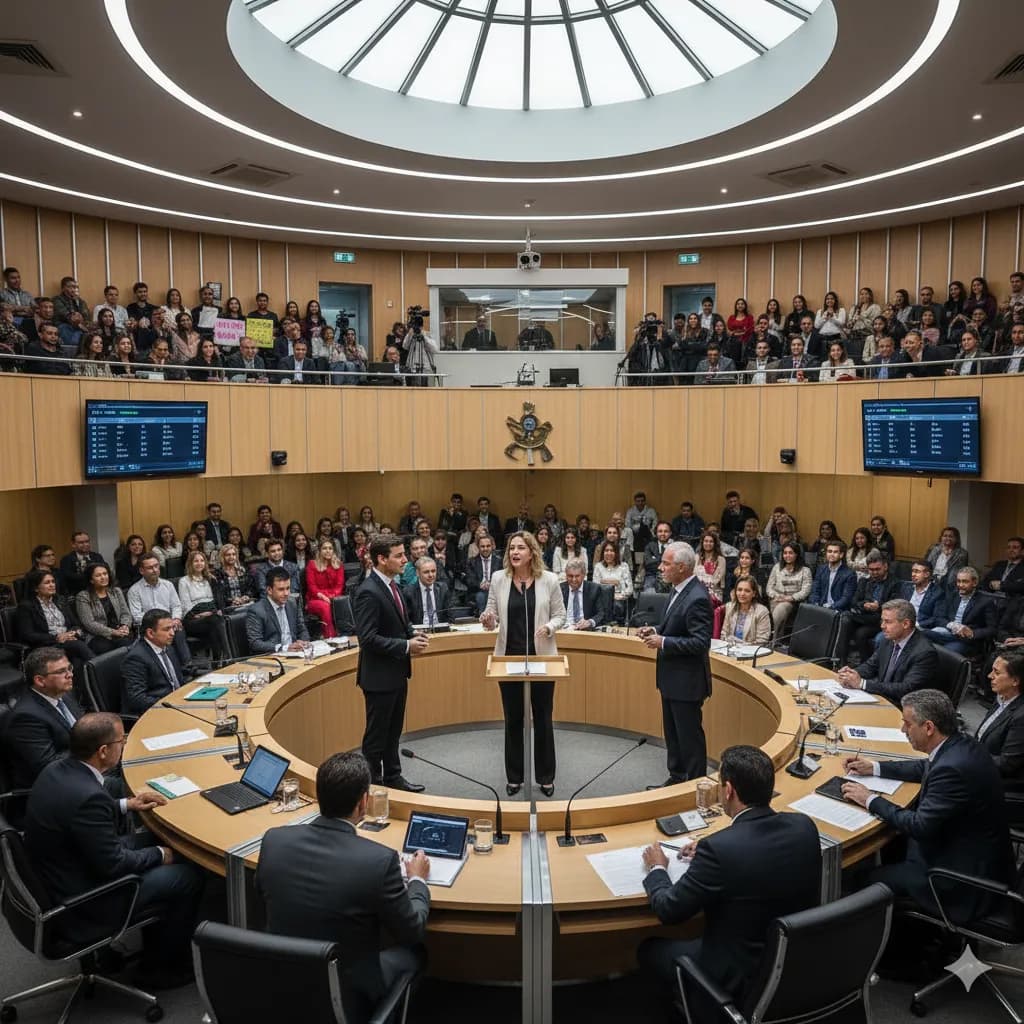 Vereadores discutindo acaloradamente durante o debate sobre a reforma tributária.